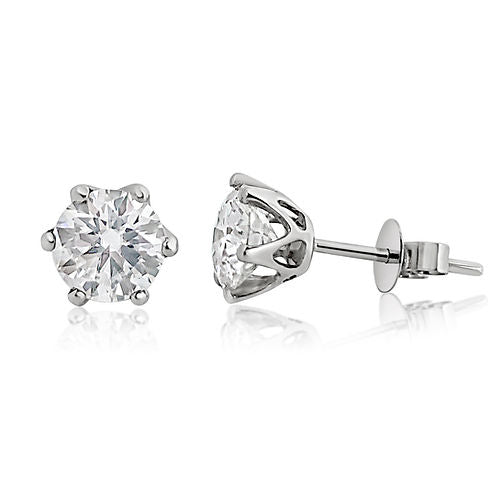 Six Prong Nail Classic 18K Diamond Earrings