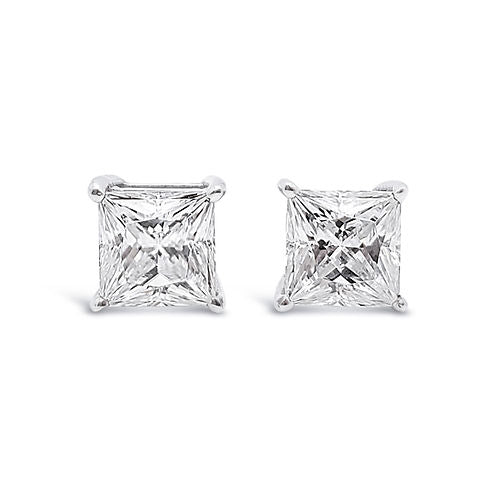 Princess cut 18K earrings setting